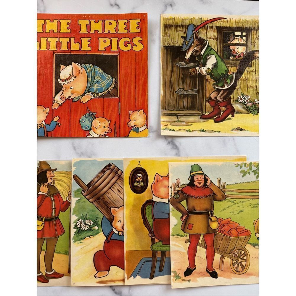 Three Little Pigs storytelling cards laminated fiction classic children’s story